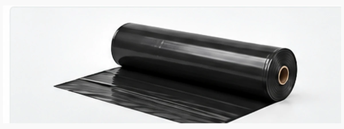 Bag Babe black plastic sheeting on a roll, up to 2 m centre fold, 30 to 200 micron